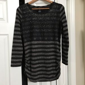 Style & Co. black and grey embellished top